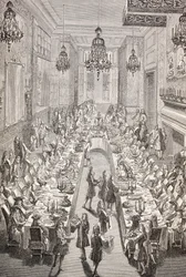 Feest gegeven voor de Spaanse ambassadeur in Frankrijk in Parijs in 1707, 1875